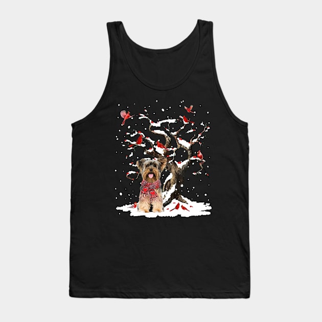 Yorkshire Terrier Scarf Cardinal Snow Christmas Tank Top by Benko Clarence